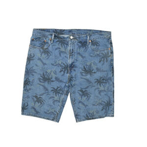 Levi's Men's Regular Size 42 Blue Palm Tree Print Denim 502 Shorts Zip Cotton